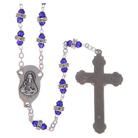 Rosary in semi-crystal 6x3 mm grains, blue