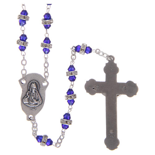 Rosary in semi-crystal 6x3 mm grains, blue 2