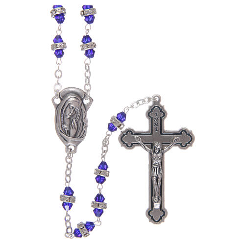 Crystal rosary with blue beads 6x3 mm 1