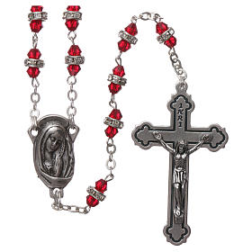 Rosary in semi-crystal 6x3 mm grains, ruby red