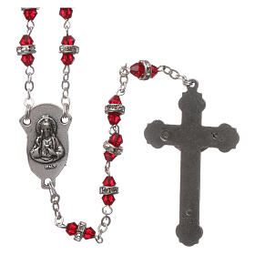 Crystal rosary with ruby red beads 6x3 mm