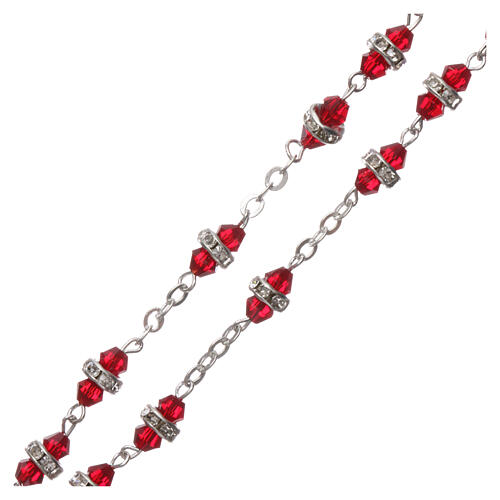 Crystal rosary with ruby red beads 6x3 mm 3