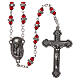 Crystal rosary with ruby red beads 6x3 mm s1