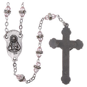 Rosary in semi-crystal 6x3 mm grains, pink