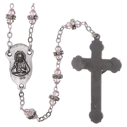 Rosary in semi-crystal 6x3 mm grains, pink 2