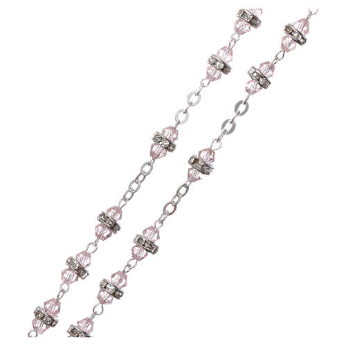 Rosary in semi-crystal 6x3 mm grains, pink 3
