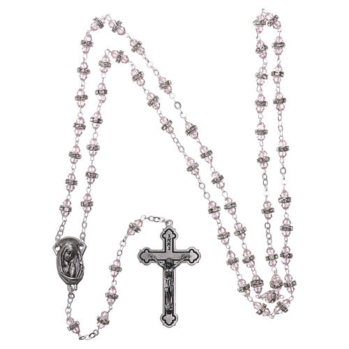 Rosary in semi-crystal 6x3 mm grains, pink 4