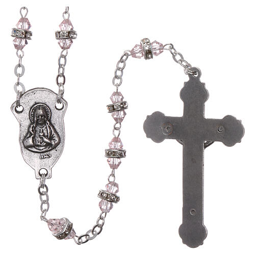 Crystal rosary with pink beads 6x3 mm 2