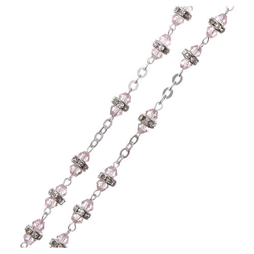 Crystal rosary with pink beads 6x3 mm 3