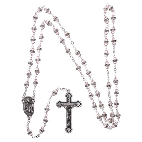 Crystal rosary with pink beads 6x3 mm 4