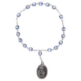 Rosary decade in semi-crystal glass with light blue 3x3 mm grains, Saint Anne