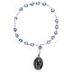 Rosary decade in semi-crystal glass with light blue 3x3 mm grains, Saint Anne s1