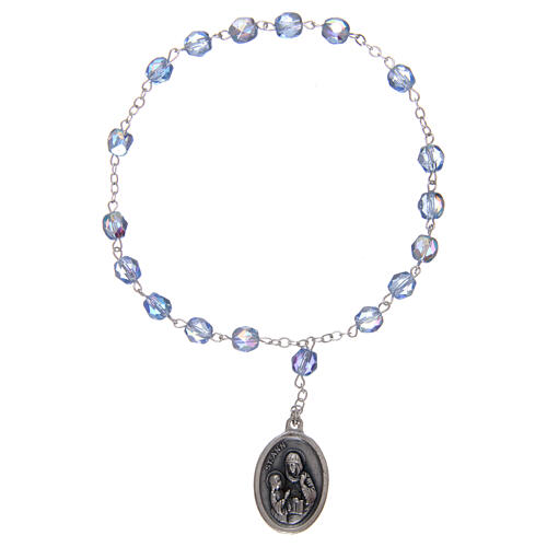 Saint Anne rosary 3 mm light blue crystal 1