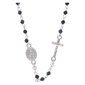 Halskette Rosenkranz mit schwarzen Kristallperlen, 1 mm