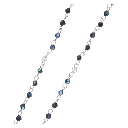 Halskette Rosenkranz mit schwarzen Kristallperlen, 1 mm 3