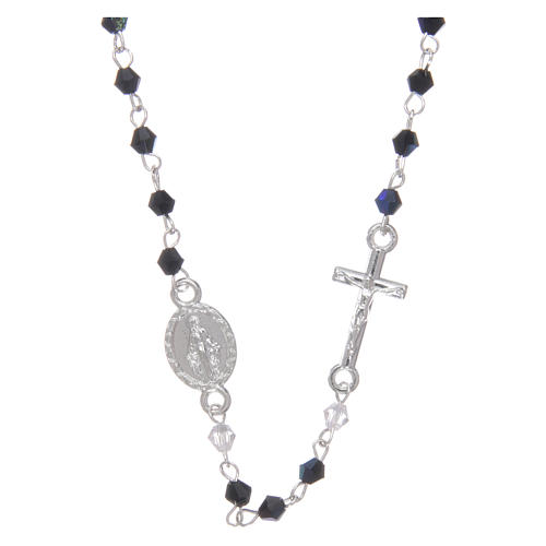 Rosary necklace in semi-crystal with 1x1 mm grains, iridescent black 1