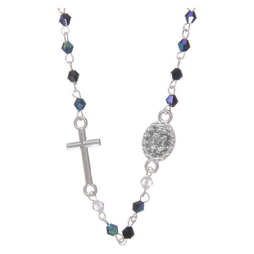 Rosary necklace in semi-crystal with 1x1 mm grains, iridescent black 2