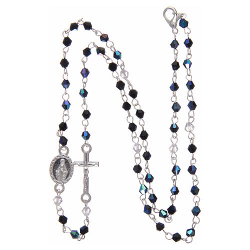 Rosary necklace in semi-crystal with 1x1 mm grains, iridescent black 4