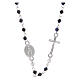 Rosary necklace faceted crystal beads 1 mm iridescent black s1