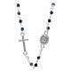 Rosary necklace faceted crystal beads 1 mm iridescent black s2