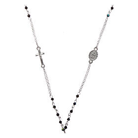 Halskette Rosenkranz mit schwarzen Kristallperlen, 3 mm
