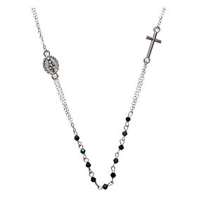 Rosary necklace in semi-crystal with 1x1 mm grains, black