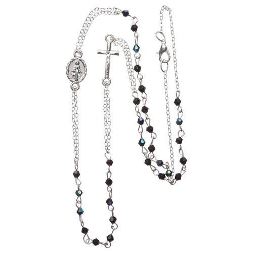Rosary necklace in semi-crystal with 3 mm grains, black 3
