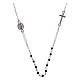 Rosary necklace in semi-crystal with 3 mm grains, black s1