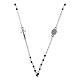 Rosary necklace in semi-crystal with 3 mm grains, black s2