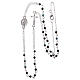 Rosary necklace in semi-crystal with 3 mm grains, black s3