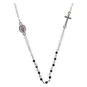Rosary necklace faceted crystal beads 3 mm black