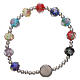 Rosary decade bracelet in semi-crystal with multicolour faceted grains, Pope Francis s2