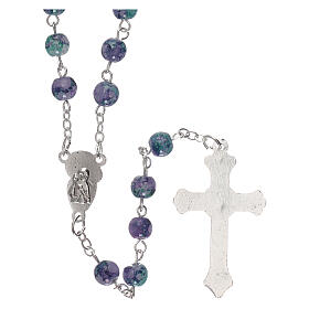 Glass rosary with marbled effect and amethyst