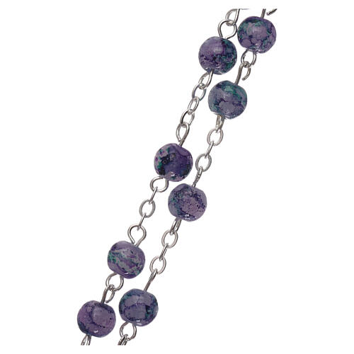 Glass rosary with marbled effect and amethyst 3