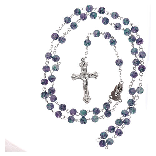 Glass rosary with marbled effect and amethyst 4
