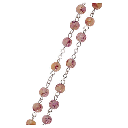 Glass rosary with pink marbled effect 3