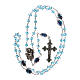 Crystal rosary with light bleu decorated beads and Virgin with Child medal s4