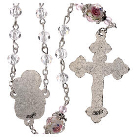 Transparent crystal rosary 3 mm, Virgin with Child medal and decorated Pater