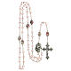 Pink crystal rosary 3 mm, Virgin with Child medal and decorated Pater s4