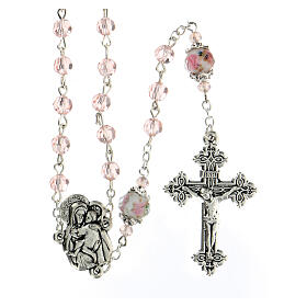 Rosario perla decorata Madonna vero cristallo rosa 3 mm