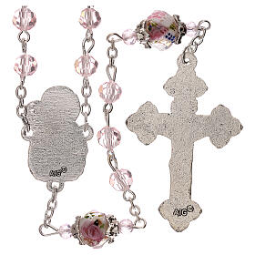 Rosary decorated beads Virgin Mary with Child pink crystal 3 mm
