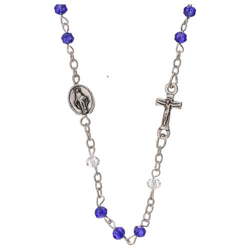 Halskette Rosenkranz mit blauen Kristallperlen und Motiv von Jesus Christus, 3 mm 1