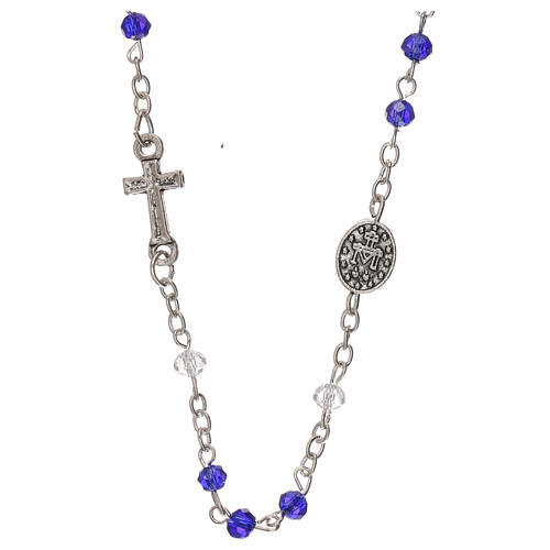 Halskette Rosenkranz mit blauen Kristallperlen und Motiv von Jesus Christus, 3 mm 2