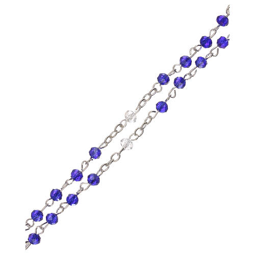 Halskette Rosenkranz mit blauen Kristallperlen und Motiv von Jesus Christus, 3 mm 3