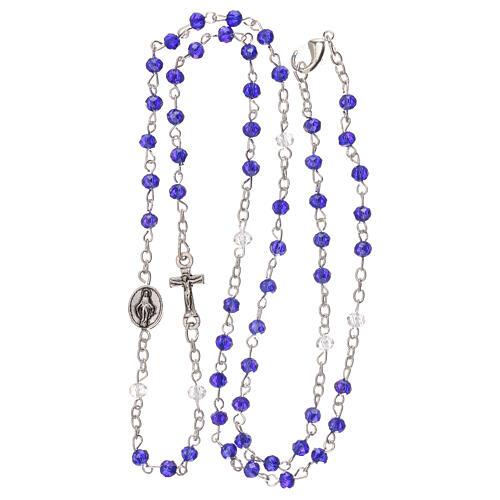 Halskette Rosenkranz mit blauen Kristallperlen und Motiv von Jesus Christus, 3 mm 4