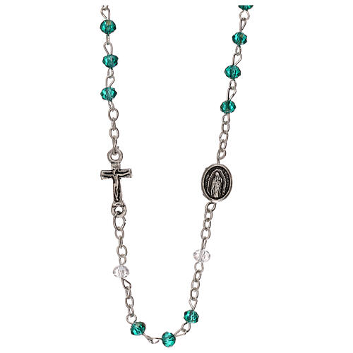 Rosary choker necklace, Our Lady of Guadalupe, real crystal 3 mm 1