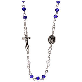 Rosary choker necklace, Our Lady of Lourdes, real crystal 3 mm