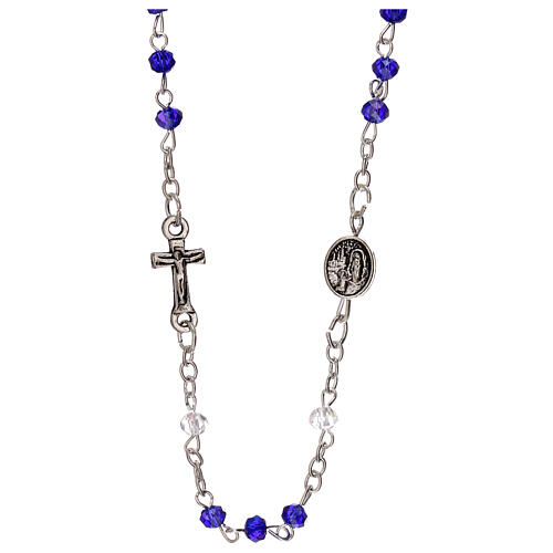Rosary choker necklace, Our Lady of Lourdes, real crystal 3 mm 1