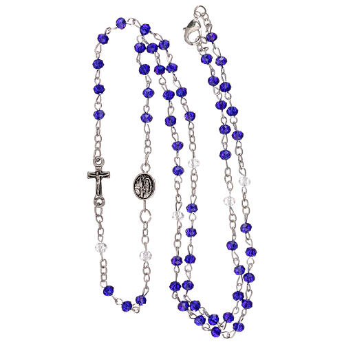 Rosary choker necklace, Our Lady of Lourdes, real crystal 3 mm 4