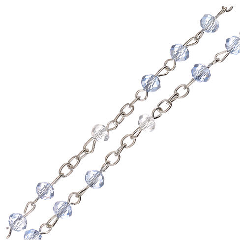 Rosenkranz Halskette mit hellblauen Kristallperlen Engelsmotiv, 3 mm 3